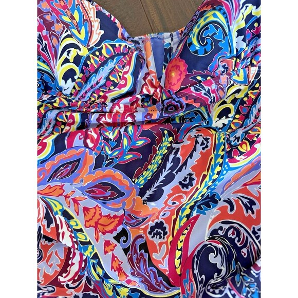 Anne Cole Women's Plus Size Notched Scoop-Neck One-Piece Swimsuit Multi 20W - Picture 4 of 7